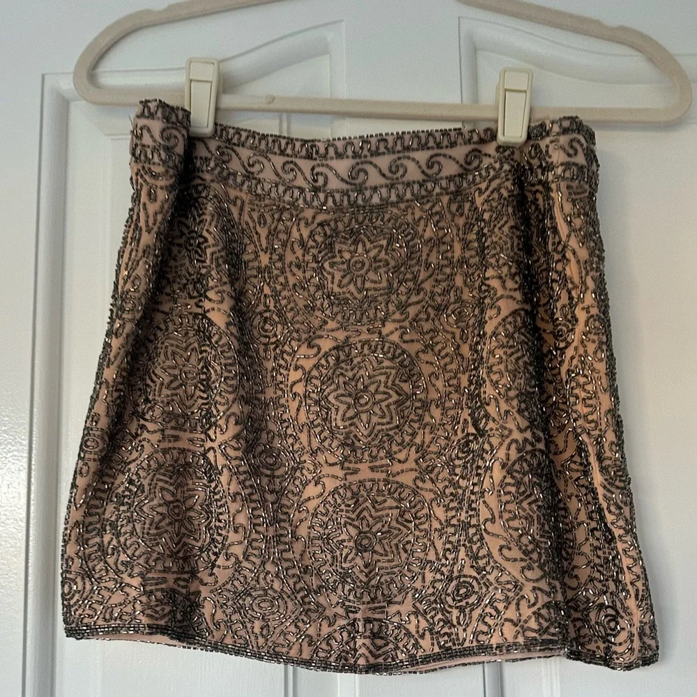Karina Grimaldi Nude Beaded Mini Skirt - Picture 3 of 10